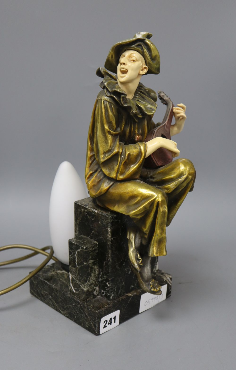 An Art Nouveau-style resin and marble figural lamp, height 33cm